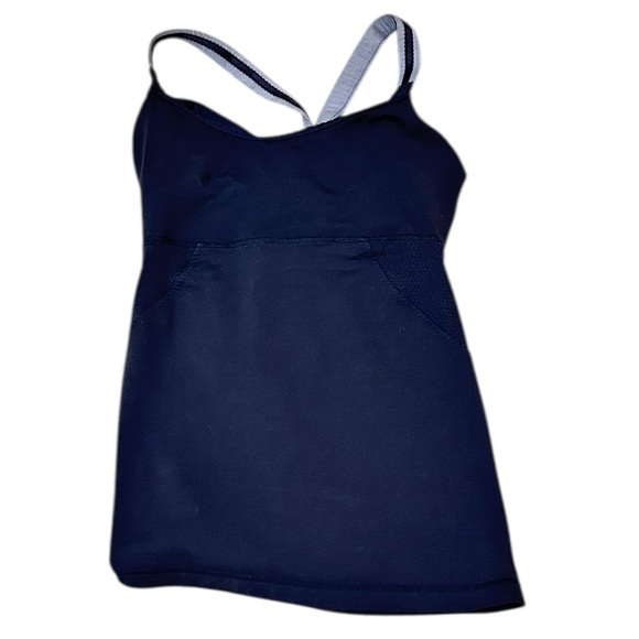 Lululemon Athletica Black Tank Top striped straps  built in bralette size small - Picture 3 of 9